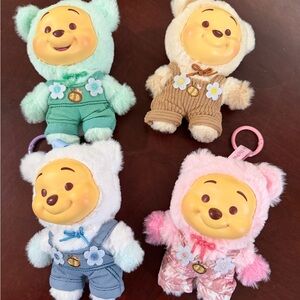 Charming Plush Bear Toy Set - Green, Brown, Blue, Pink.